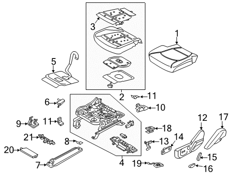 2020 Ford Expedition Power Seats Seat Cushion Pad Diagram for JL1Z-78632A22-D