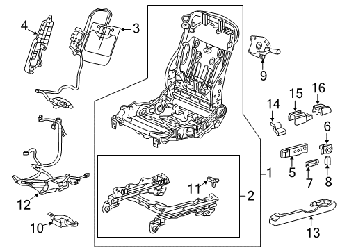 2014 Acura RLX Power Seats Cover, Driver Side Rail (Upper) (Outer) (Dark Titanium) Diagram for 81669-TY2-A01ZA