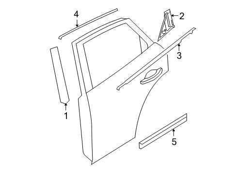 2017 Infiniti QX70 Exterior Trim - Rear Door Cover-Rear Door SASH RH Diagram for 822D2-1CA1A