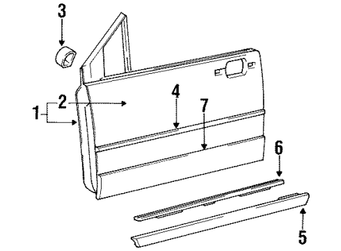 1992 Dodge Shadow Door & Components, Exterior Trim WEATHERSTRIP-Assembly Door Primary Right Diagram for 5242078