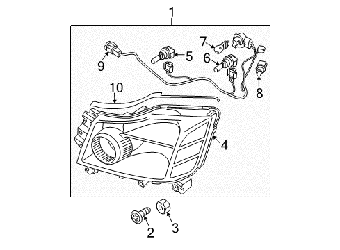 2015 Nissan Titan Headlamps Passenger Side Headlight Assembly Diagram for 26010-9FF0A