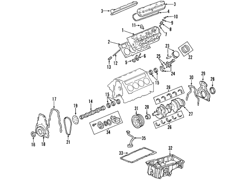 2004 Buick Rainier Engine Parts, Mounts, Cylinder Head & Valves, Camshaft & Timing, Oil Pan, Oil Pump, Crankshaft & Bearings, Pistons, Rings & Bearings, Variable Valve Timing Mount Asm-Engine Diagram for 15179507