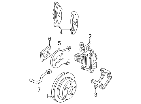 2002 Chevrolet Camaro Brake Components Front Pads Diagram for 18026298