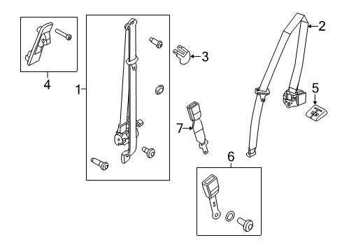2015 Ford F-250 Super Duty Seat Belt Latch Diagram for BC3Z-28611B66-AA
