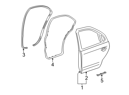2001 Lincoln LS Rear Door Weatherstrip On Body Diagram for XW4Z-54253A10-AAD
