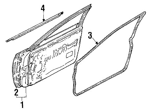 1988 Nissan Maxima Front Door & Components, Exterior Trim MOULDING Door Panel Diagram for 80872-28E15