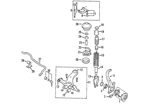 2005 Hyundai Sonata Front Suspension Components, Lower Control Arm, Upper Control Arm, Stabilizer Bar Cup Assembly-Rear Shock Absorber Diagram for 54629-3K100
