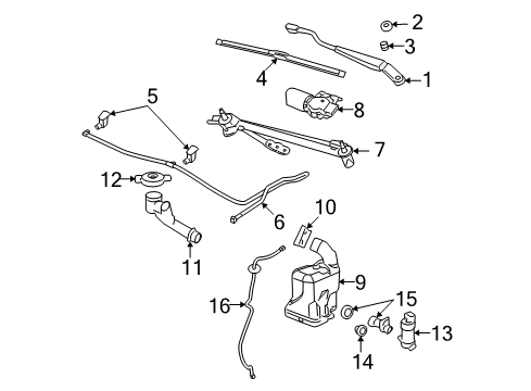 2008 Saturn Aura Wiper & Washer Components Hose Asm-Windshield Washer Nozzle Diagram for 25804652