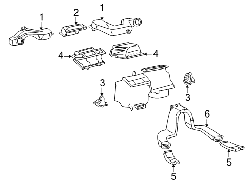 2004 Toyota RAV4 Ducts Duct Diagram for 55870-42020