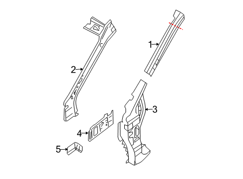 2013 Nissan Altima Aperture Panel, Hinge Pillar, Lock Pillar, Rocker Panel Brace-Front Pillar, RH Diagram for G6260-3TAMA