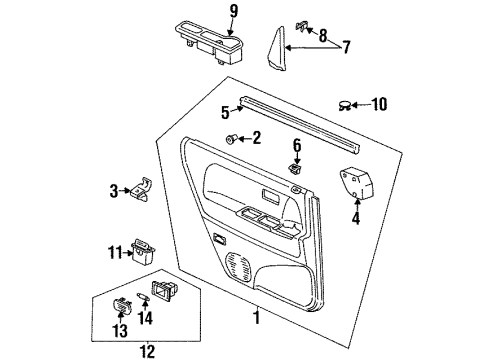 1995 Honda Odyssey Interior Trim - Rear Door Weatherstrip, R. RR. Door (Inner) Diagram for 72835-SX0-003