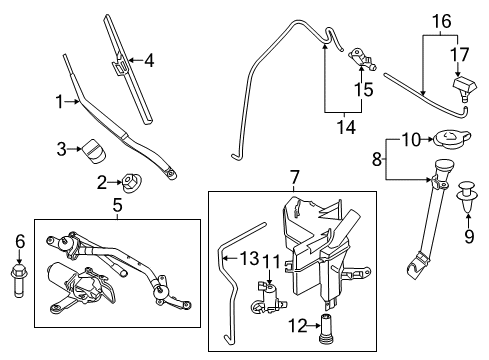 2012 Nissan Murano Windshield - Wiper & Washer Components Window Wiper Blade Assembly Diagram for 28890-1AA1B