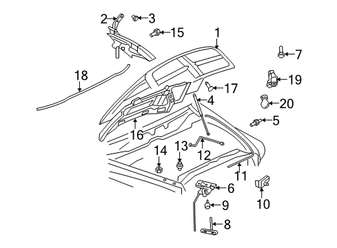 2009 Dodge Ram 2500 Hood & Components Nut-HEXAGON Nut-CONED Washer Diagram for 6100051