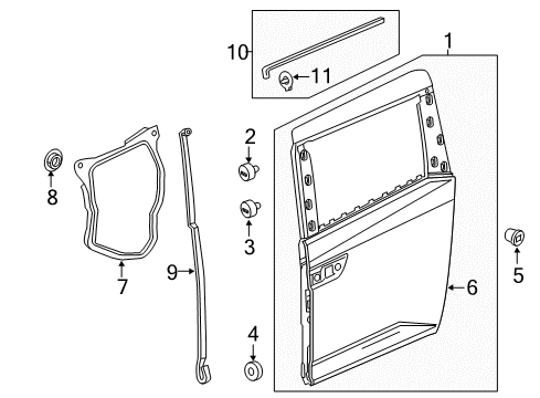 2012 Honda Odyssey Sliding Door Clip C, Panel Insert Diagram for 90654-TK8-A01