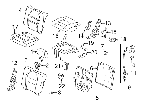 2004 Honda Pilot Rear Seat Components Cover, Right Rear Seat-Back Trim (Medium Fern) Diagram for 82121-S9V-A21ZA