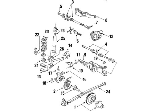 1986 Ford F-150 Front Suspension Components, King Pin, Stabilizer Bar Caliper Assembly Diagram for F2TZ-2V120-ARM