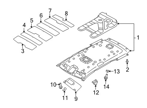 2009 Kia Borrego Interior Trim - Roof Sunvisor Assembly Left Diagram for 852012J110H9