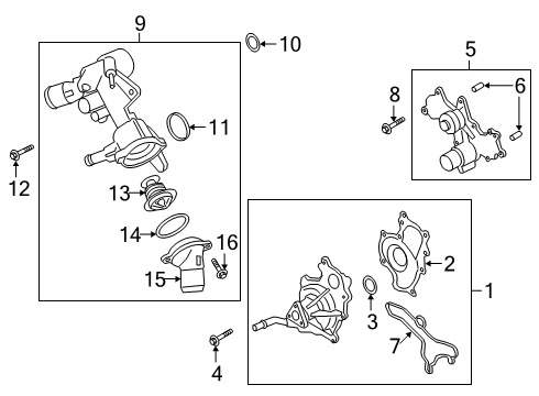 2020 Ford Police Interceptor Utility Water Pump Water Pump Assembly Diagram for L1MZ-8501-B