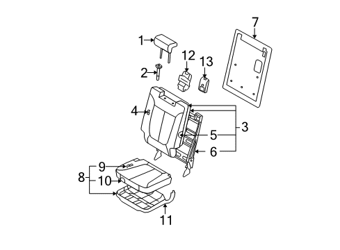 2008 Hyundai Santa Fe Third Row Seats Board Assembly-3RD Seat Back LH Diagram for 89370-0W400-J4