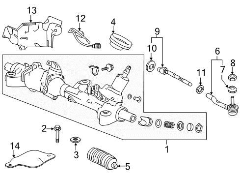 2015 Acura TLX Steering Column & Wheel, Steering Gear & Linkage End Complete , Tie Rod Diagram for 53540-TZ7-A01