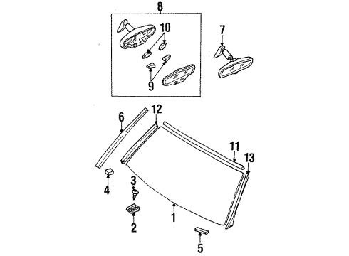 2000 Isuzu Rodeo Windshield Glass Mirror, Room Diagram for 8-97125-427-0