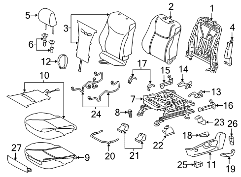 2012 Toyota Prius V Driver Seat Components Cushion Shield Diagram for 71538-47010-G0