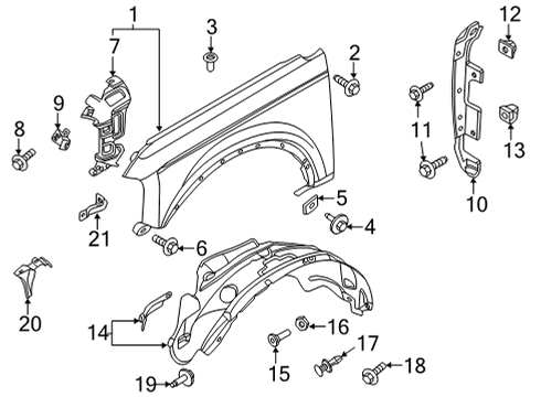 2022 Ford Bronco Fender & Components Fender Rear Bolt Diagram for -W721421-S439