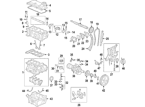 2003 Honda Insight Engine Parts, Mounts, Cylinder Head & Valves, Camshaft & Timing, Oil Pan, Crankshaft & Bearings, Pistons, Rings & Bearings Plate, Crank Pulser Diagram for 13622-PHM-003