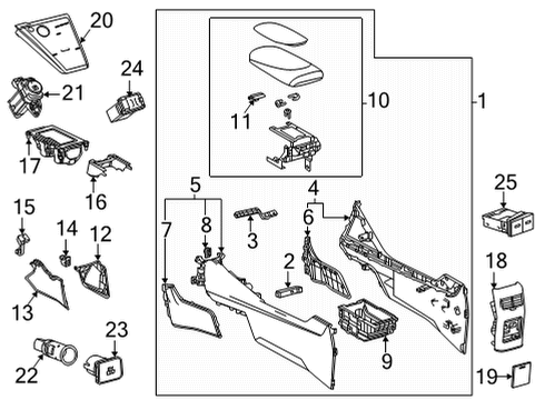 2017 Toyota Mirai Console Storage Tray Diagram for 58810-62010