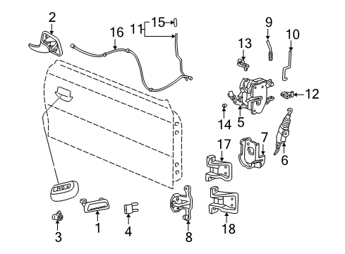 2001 Ford Mustang Door & Components Handle, Inside Diagram for XR3Z-6321819-AAB