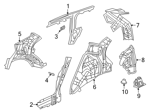 2022 Honda Passport Inner Structure - Quarter Panel Cap, RR. Shock Absorber Diagram for 74619-TZ5-A01