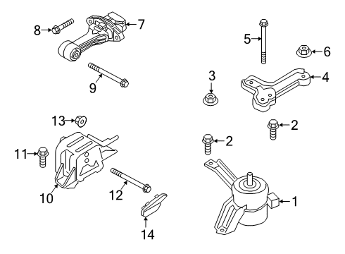 2021 Kia Rio Engine & Trans Mounting Engine Mounting Support Bracket Diagram for 21825-H9000