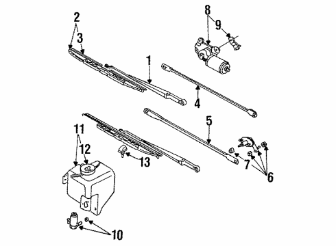 1992 Isuzu Amigo Wiper & Washer Components Link, FR. Wiper Diagram for 8-94319-013-0