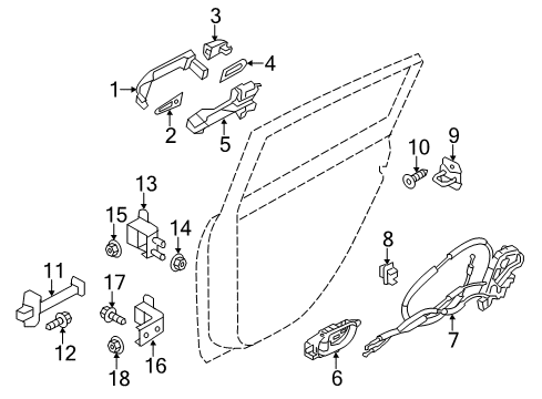 2011 Nissan Leaf Rear Door Right Handle, Outside Diagram for 80640-1AA0A