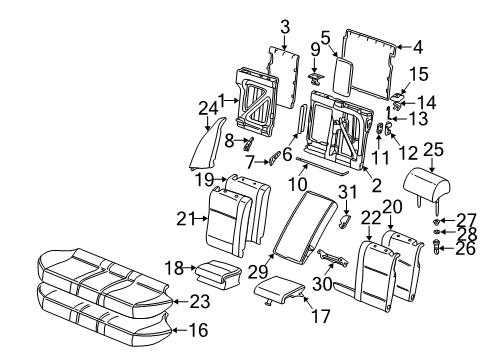 2002 BMW 540i Rear Seat Components Unlocking Unit Diagram for 52208221531
