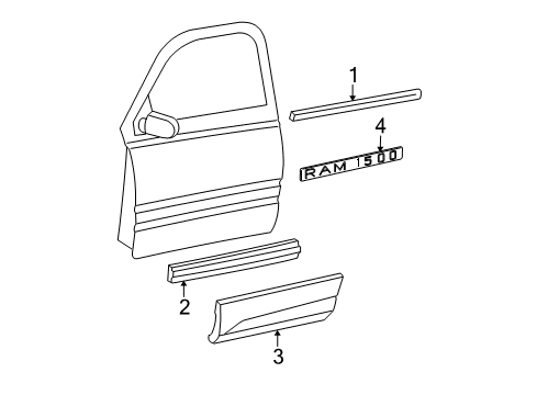 2006 Dodge Ram 1500 Exterior Trim - Door Molding-Front Door Diagram for 55077724AA