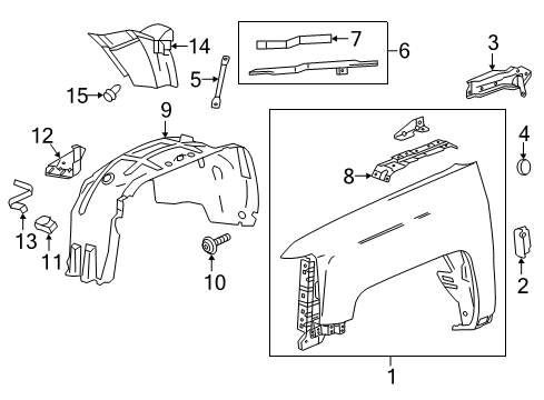 2019 GMC Sierra 3500 HD Fender & Components Fender Liner Diagram for 22763673