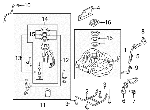 2006 Honda Civic Fuel Injection Band, Fuel Tank Mounting Diagram for 17520-SNA-000