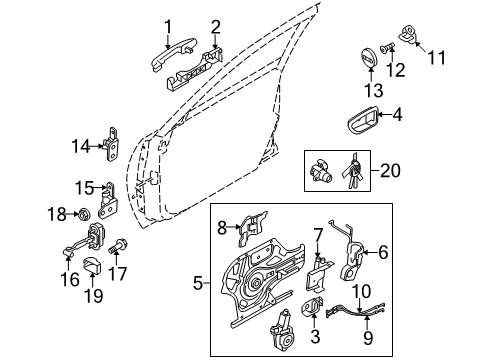 2005 Kia Amanti Front Door Bolt-Washer Assembly Diagram for 7939737000