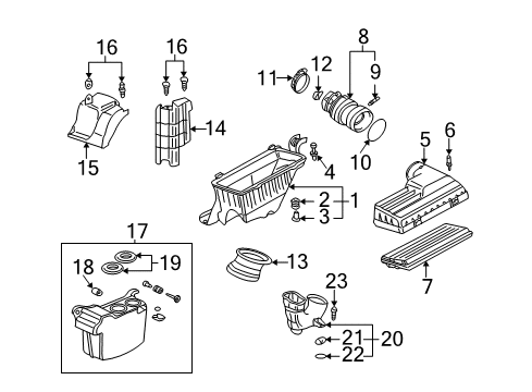 2002 Acura TL Filters Tube Assembly, Air In. Diagram for 17242-PXG-A00