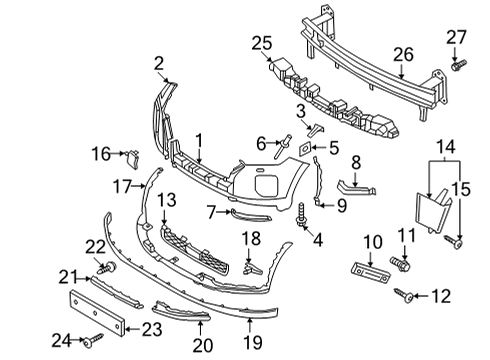 2021 Hyundai Palisade Bumper & Components - Front Air Duct-FR Bumper, LH Diagram for 86541-S8000