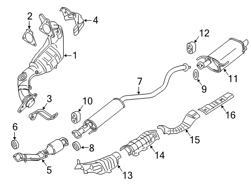 2011 Nissan Juke Exhaust Components Three Way Catalytic Converter Diagram for 208A2-1ZU0A