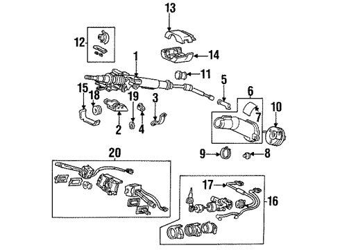 1993 Acura Legend Ignition Lock Lock Assembly, Steering Diagram for 35100-SP0-A12
