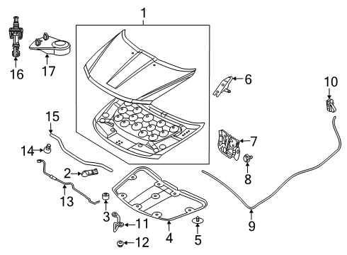 2013 Dodge Journey Hood & Components Hood Prop Diagram for 5076853AC