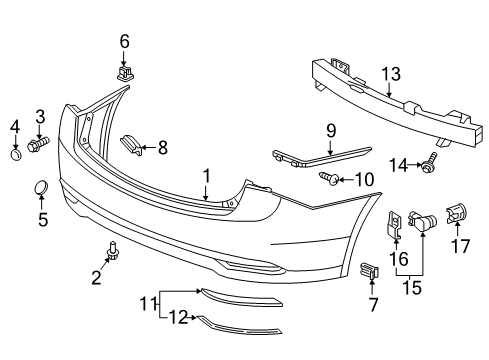 2017 Acura TLX Rear Bumper Sensor Assembly Diagram for 39680-TV0-E11ZZ