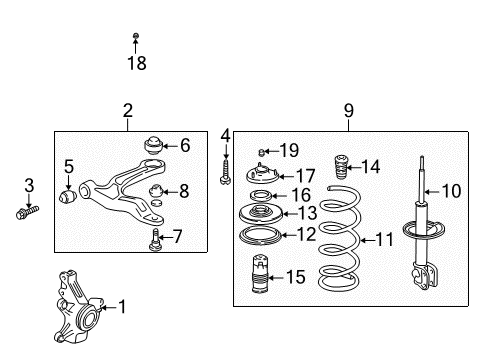2007 Honda Odyssey Front Suspension Components, Lower Control Arm, Stabilizer Bar Arm, Left Front (Lower) Diagram for 51360-SHJ-A02