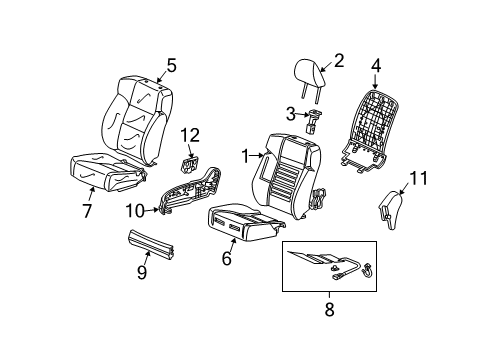 2009 Acura TSX Front Seat Components Pad, Right Front Seat Cushion Diagram for 81137-TL2-A01