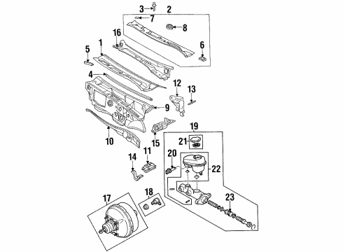 1998 Cadillac DeVille Components On Dash Panel, Cowl Cylinder Asm, Brake Master Diagram for 18029793