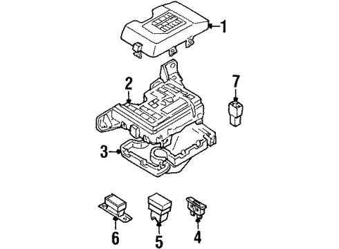 1997 Acura SLX Electrical Components Cover, Passenger Side Relay/Fuse Box Diagram for 8-97044-201-0