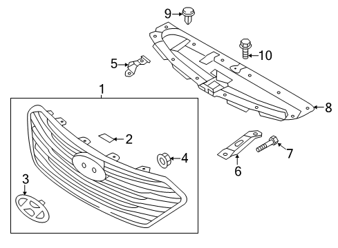 2015 Hyundai Santa Fe Grille & Components Radiator Grille Assembly Diagram for 86350-B8000